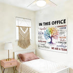 gsgfdshf Inspirational Office Wall Tapestry, in This Office We Are a Team Positive Motivational Tapestry Wall Hanging for Bedroom Home Workplace Decor, 50x60 Inch