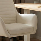 COLAMY Ellis High-Back Home Office Desk Chair, Leather Executive Chair with Integrated Armrests, Beige