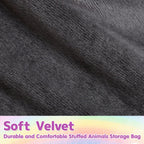Jorbest Stuffed Animals Storage Bean Bag Chair for Kids and Adults, Stuffed Animals Bean Bag Storage, Luxury Velvet Stuffie Seat - COVER ONLY(Dark Grey 200 L/52 Gal)