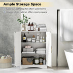 Tangkula Bathroom Floor Storage Cabinet, 31.5" H Freestanding Pantry Cabinet with 2 Doors and Adjustable Shelves, Kitchen Cupboard for Living Room, Dining Room, Bathroom (White, 31.5" H)