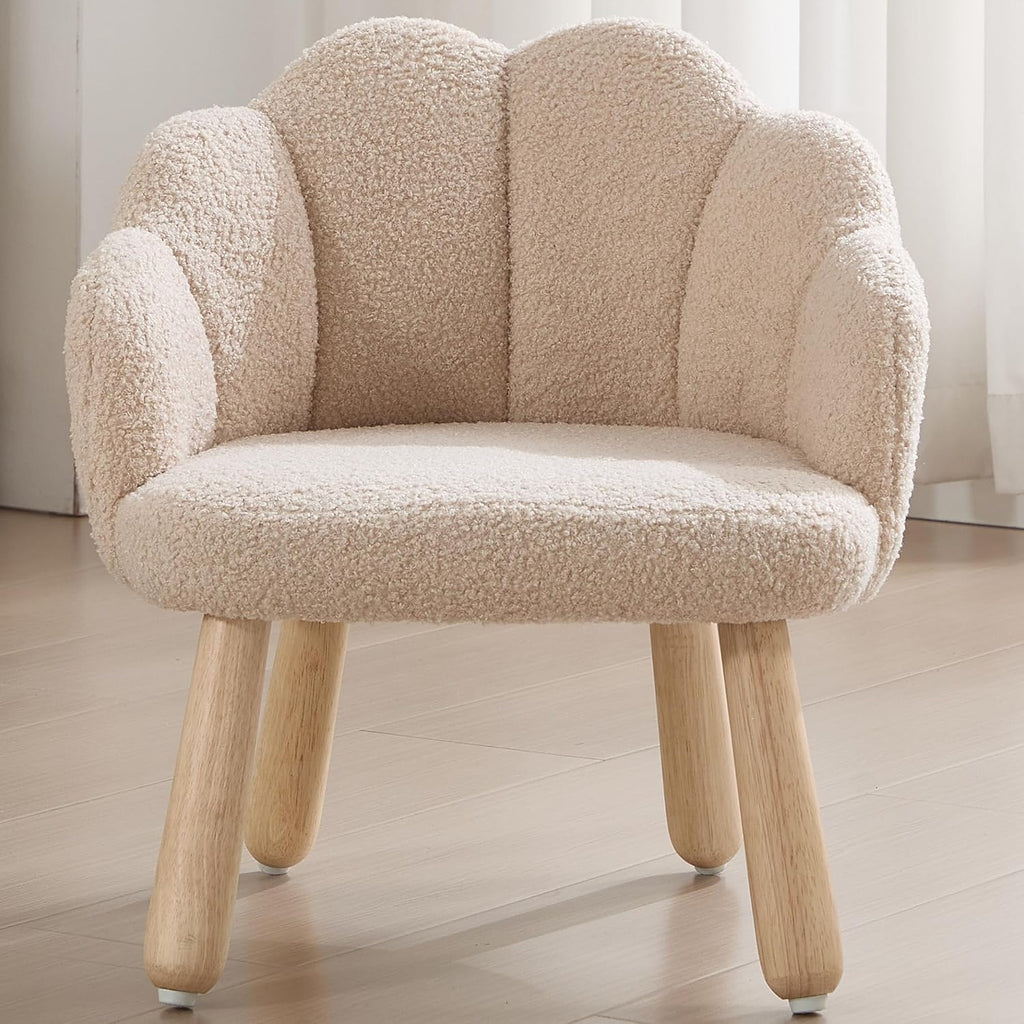 Kid Chair, Toddler Chairs Comfy Sherpa Kids Table Chair, Wood Toddler Couch Sofa, Soft Kid Reading Chair, Boy Girls Desk Chairs for Ages 2-5, Kids Armchair for Bedroom/Nursery/Gifts, Khaki
