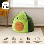 Big Joe Avocado PlushiPals Super Soft Bean Bag Chair for Kids, Ultra-Soft Plush Polyester Blend, 2.5 feet Refillable