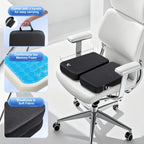 Gel Memory Foam Seat Cushion with Washable Cover Non-Slip Thick Chair Cushion with Portable Handle & Storage Pocket Adjustable Chair Pad for Long Sitting (Black)