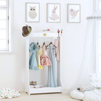 UTEX Kids Dress Up Storage, Kids' Costume Organizer Center, Open Hanging Armoire Closet, Kids Armoire with Rack for Toddler 3 Age+, White