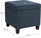 Homepop Square Tufted Storage Ottoman - Dusty Navy