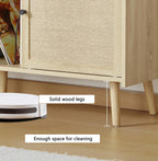 RARZOE Large Record Player Stand, Mid Century Turntable Stand Table Holds Up to 400 Albums, Vinyl Record Storage Cabinet with Sliding Doors for Living Room Office, Natural
