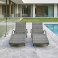 80.3" Outdoor Wicker Chaise Lounge Set of 2, with Pull-Out Side Table, Adjustable Pool Lounge Chairs, Patio Loungers for Balcony, Deck, or Backyard (Grey)