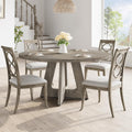 47" Round Farmhouse Dining Table, Seats 4–6, Wood Top & Legs, Sturdy Kitchen Table for Home, Dining Room, or Living Room – Grey (No Chairs)