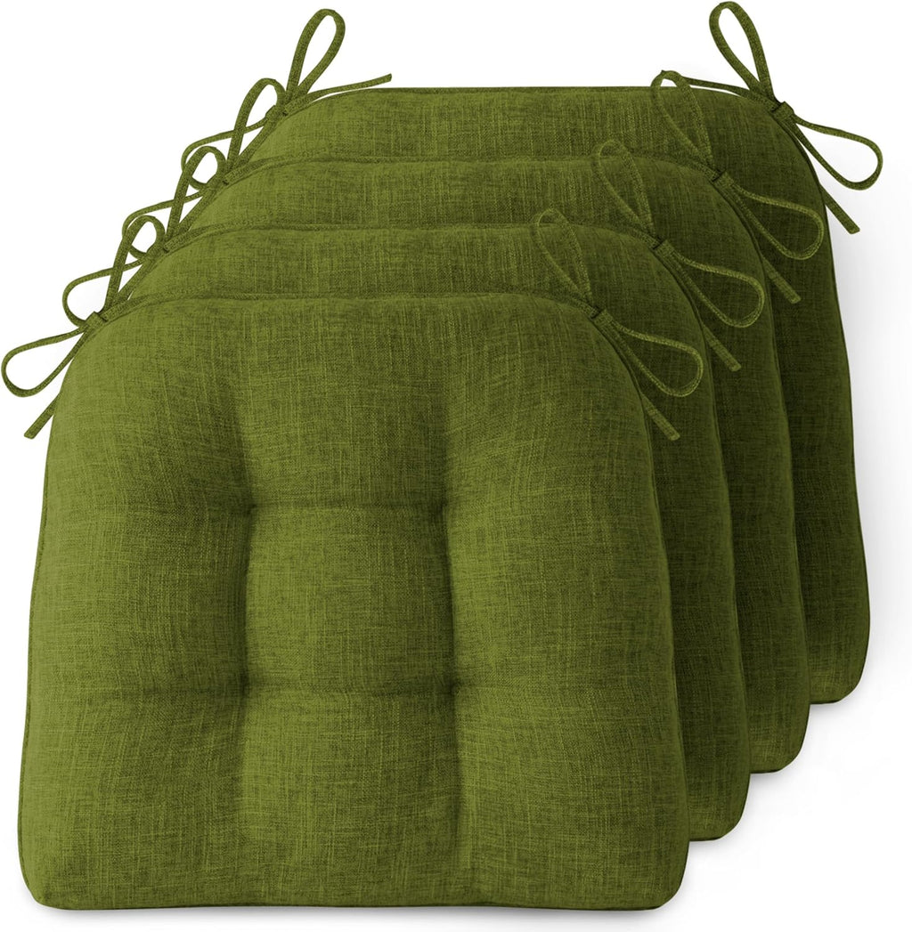 Non-Slip Chair Cushions for Dining Chairs Set of 4 Thick Kitchen Chair Pads Dining Room Seat Cushion with Ties 16" x 16" x 4" Olive Green