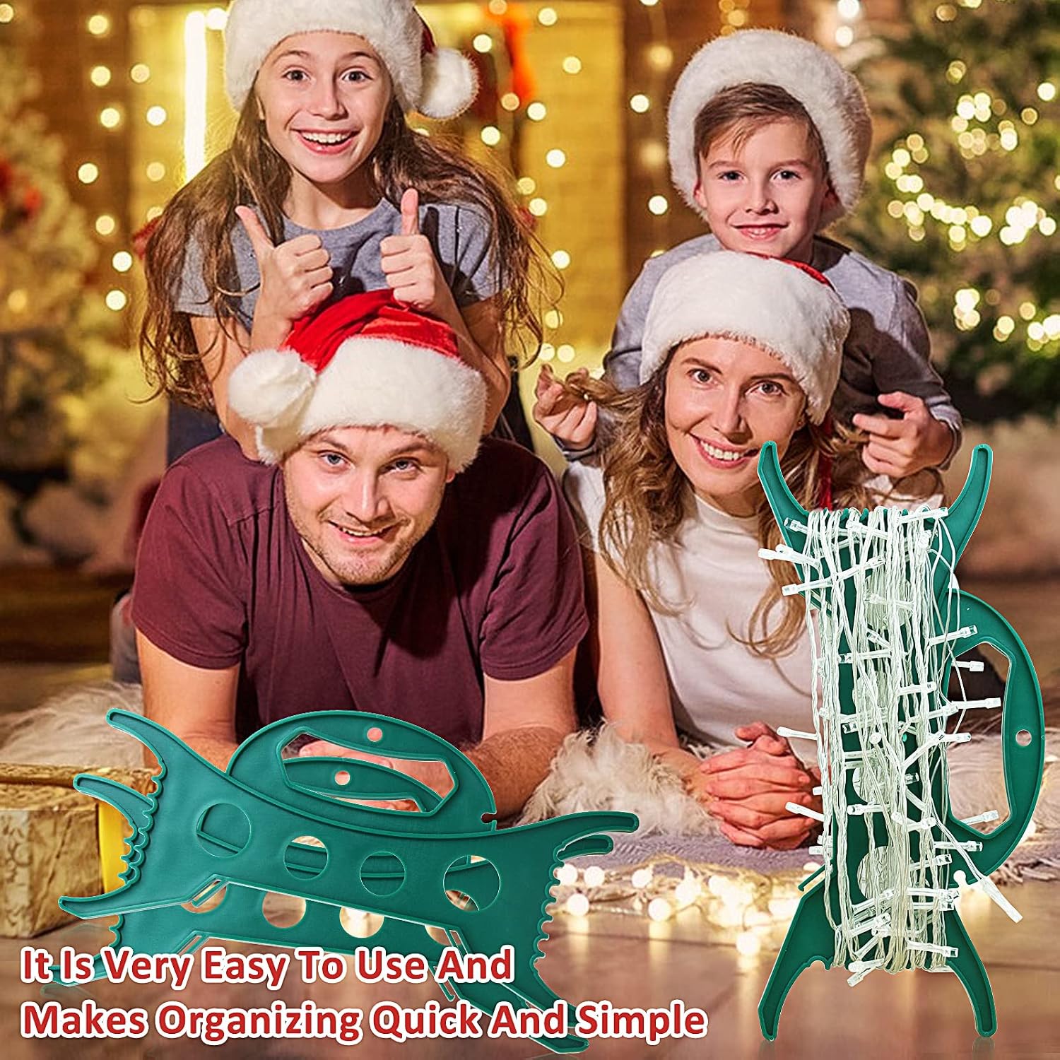 4PCS Christmas Lights Storage Holder Green Holiday Light Organizer All Purpose Lights Cord Wind Up Christmas Light Winder String Lights Storage for Tree Lights Garland Beads Extension Cord
