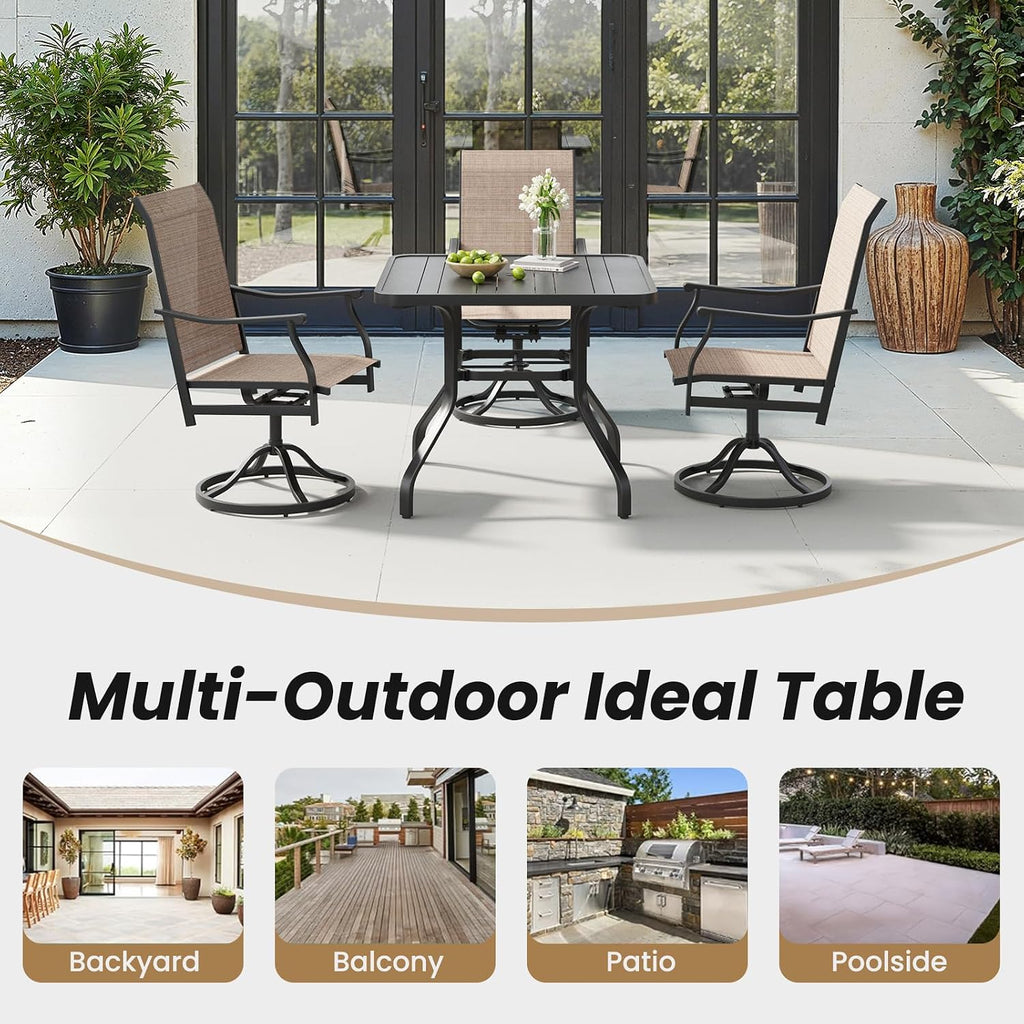 Soohow Patio Dining Table 35"x35", Square Outdoor Dining Table with 1.57" Umbrella Hole, Metal Outdoor Furniture for Patio, Graden, Backyard and Poolside, Weather-Resistant