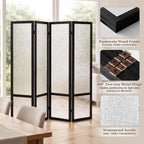 Acrylic Room Divider Panel, 67"x63" Translucent Partition Wall Divider for Room Separation, 4 Panel Freestanding Folding Privacy Screen with Black Wood Frame for Home Office & Loft