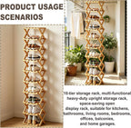 10 Tier Bamboo Shoe Rack, Foldable 10 Tier Bamboo Corner Shoe Rack,Small Shoe Rack for Hallways, Bedrooms, and Compact Spaces