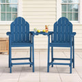 LUE BONA Tall Adirondack Chair Set of 2, All Weather HDPS Bar Height Chairs with Aluminum Legs, Detachable Table & Umbrella Hole for Patio, Deck, Backyard & Commercial Use Navy Blue