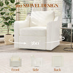 360° Swivel Accent Chair Set of 2, Large Comfy Reading Chairs, Square Single-Seat Armchair Upholstered Sofa for Reading, Nursery, Living Room, Bedroom, Lounge, Hotel, Beige