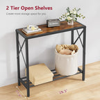 Tajsoon Console Table 28.3''L, 2 Tier Narrow Entryway Table with Open Shelves, Small Sofa Table for Living Room, Entrace, Hallway, Foyer, Corridor, Office, Rustic Brown