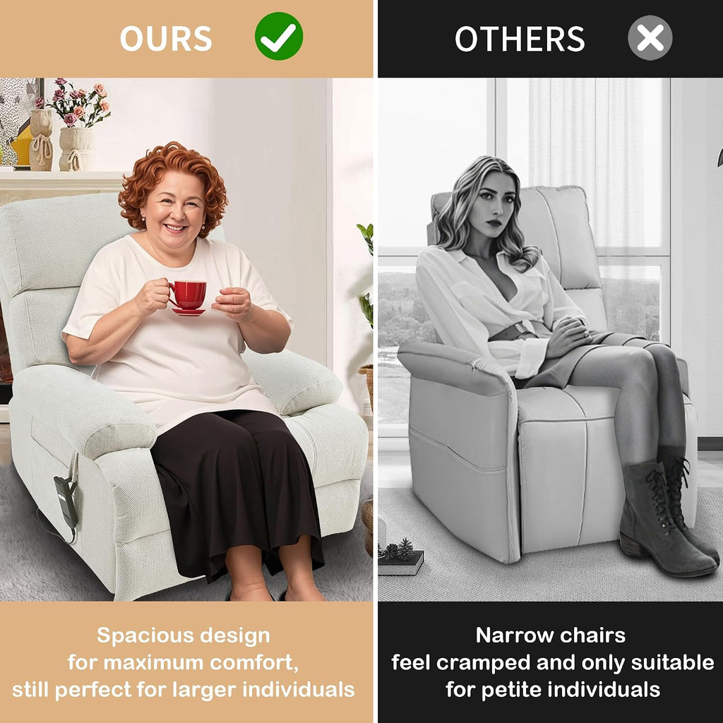 Electric Power Lift Recliner Chair for Elderly and Seniors,Oversized Recliner with Remote Control, Side Pocket, Spacious Seat, Perfect Home Theater Recliner Chair (Light Gray)