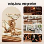 Tabletop Wine Rack Golden Luxury Cameo Flower Diamond Wine Glass Display Holder, Holds 1 Wine Bottle and 3 Wine Glasses Wine Decor for Kitchen Bar Gifts