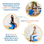 ECR4Kids Wave Seat Perch Stool, 18in - 19.6in Seat Height, Flexible Seating, Blue, 2-Pack