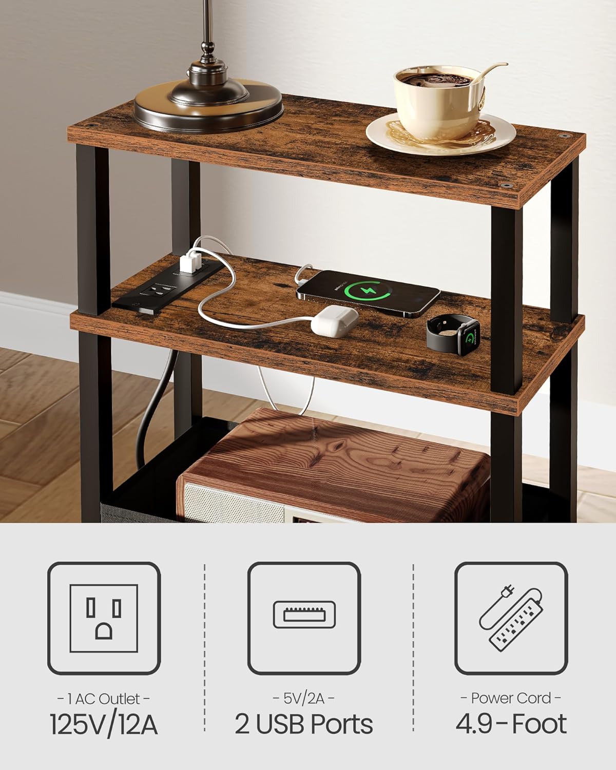 CHOEZON Small Narrow Side Table and Nightstand with Drawer Bundle, Skinny End Table, Skinny Bedside Table for Small Spaces for Bedroom, Living Room TBZ07UBF-MBZ11WB