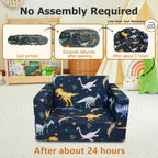 Kids Couch, 2-in-1 Kids Fold Out Couch, Convertible Kid Sofa to Lounger for Girls and Boys, Soft Toddler Chairs Comfy 1-3 Years Old (Dinosaur)