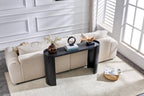 Black Curved Foyer Table Black Wood Grain Entrance Small Space Living Room Sofa Side Table