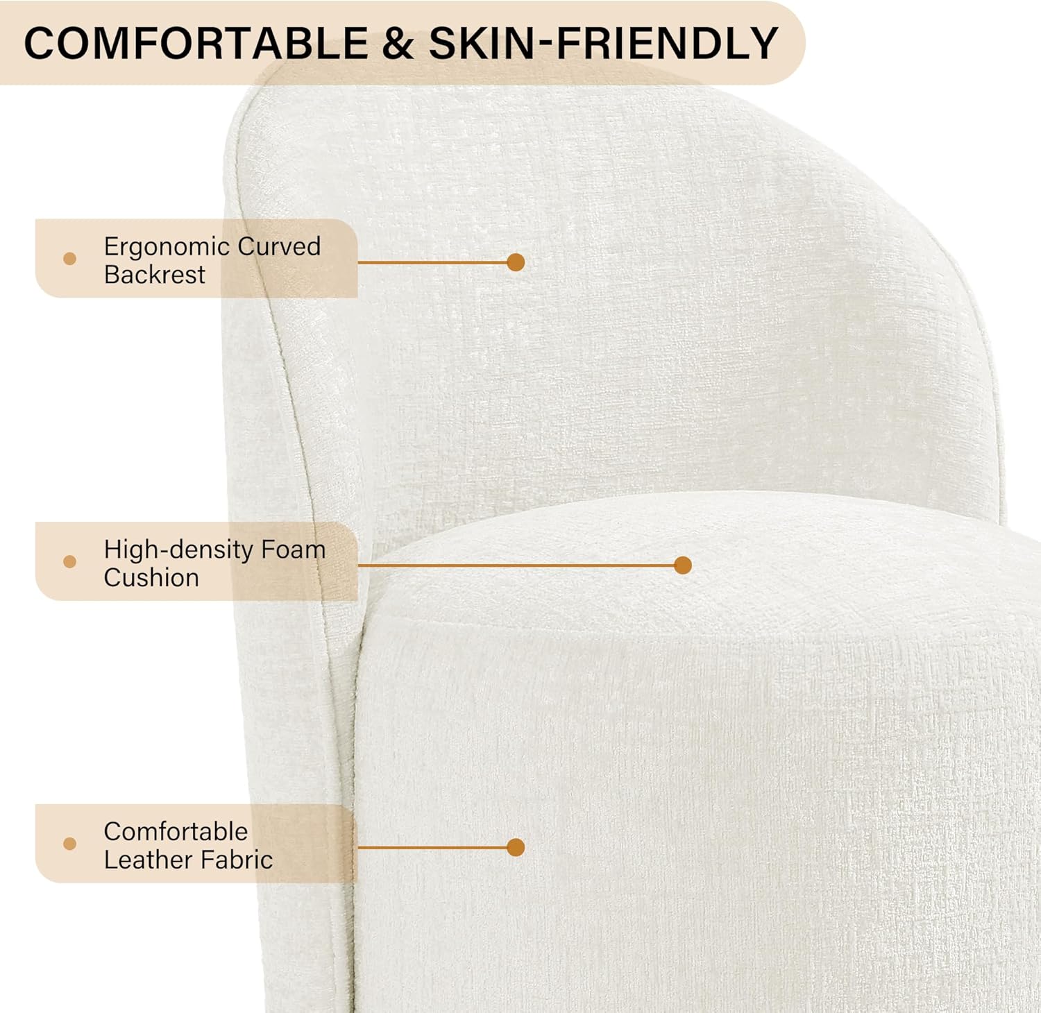 Lumibee Swivel Barrel Dining Chairs, Modern Upholstered Round Dining Chairs with 360° Rotation, Comfy Chenille Fabric Armless Accent Makeup Vanity Chair for Dining/Living Room Makeup Room, Beige