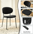 Homedot Kitchen Dining Table Set for 4, Modern Compact Round Dining Breakfast Dinner Table Chairs Set for Apartment Dining Room, Rustic Brown Table with Black Boucle Dining Side Chairs Set