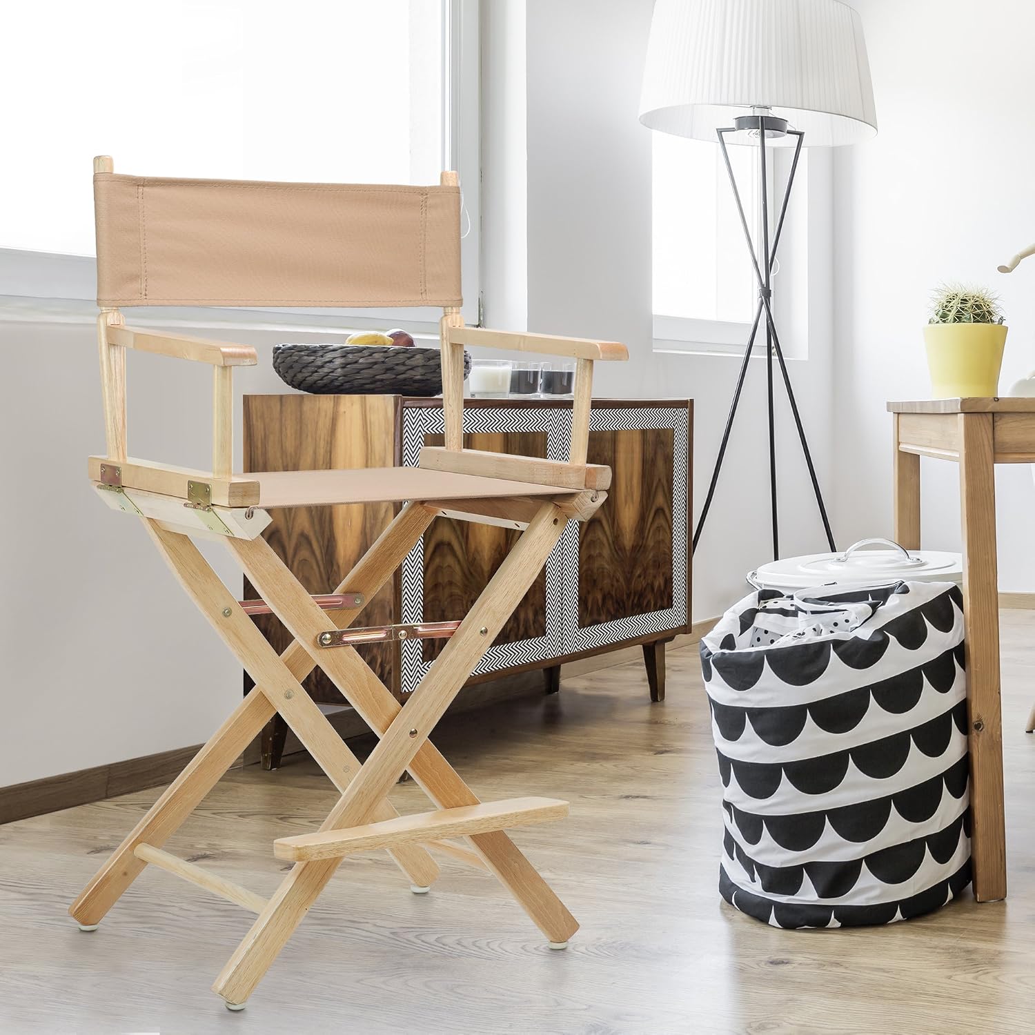 Casual Home 24" Director's Chair Natural Frame with Tan Canvas, Counter Height