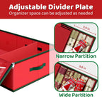 Fabspace Christmas Wrapping Paper Storage Containers, 40 Inch Gift Wrap Organizer, Visible Supplies Pockets for Xmas Accessories, Underbed Storage for Christmas Decorations, Red