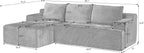 96" L Shaped Cloud Sectional Couch with Chaise, Deep Seat Modular Sectional Sofa Corduroy Memory Foam Sofa Boneless Couches for Living Room Bedroom, No Assembly Required | Breathable material