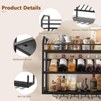 Hoctieon Wall Mount Wine Rack, Wall Mounted Wine Bottle Rack for Display and Storage, Hanging Bottle Holder, for Living Room, Dining Room, Bar, Wine Cellar, Black