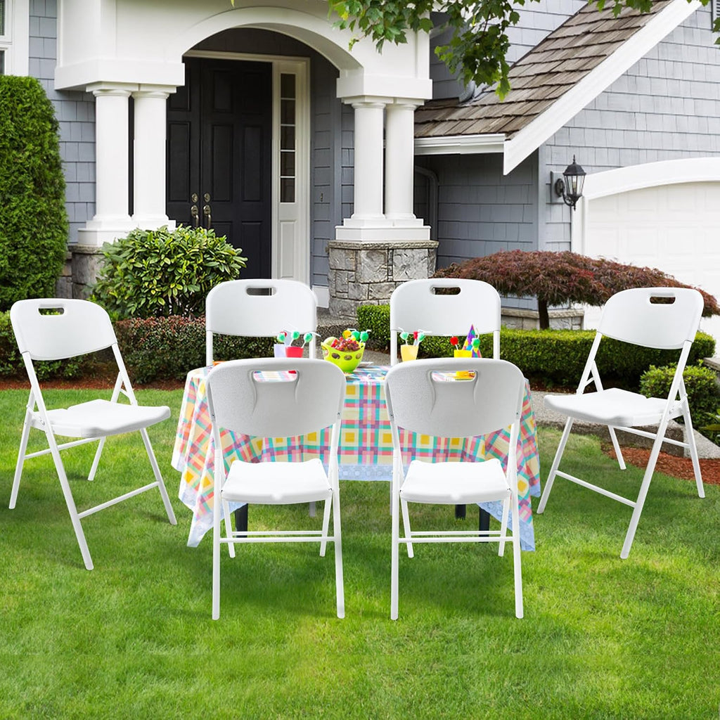 10 Pack Folding Chair, 600 lb Weight Capacity,Indoor/Outdoor Heavy Duty Foldable Chairs for Restaurants, Kitchens, Picnics, Races, Parties & Weddings. (10, White)