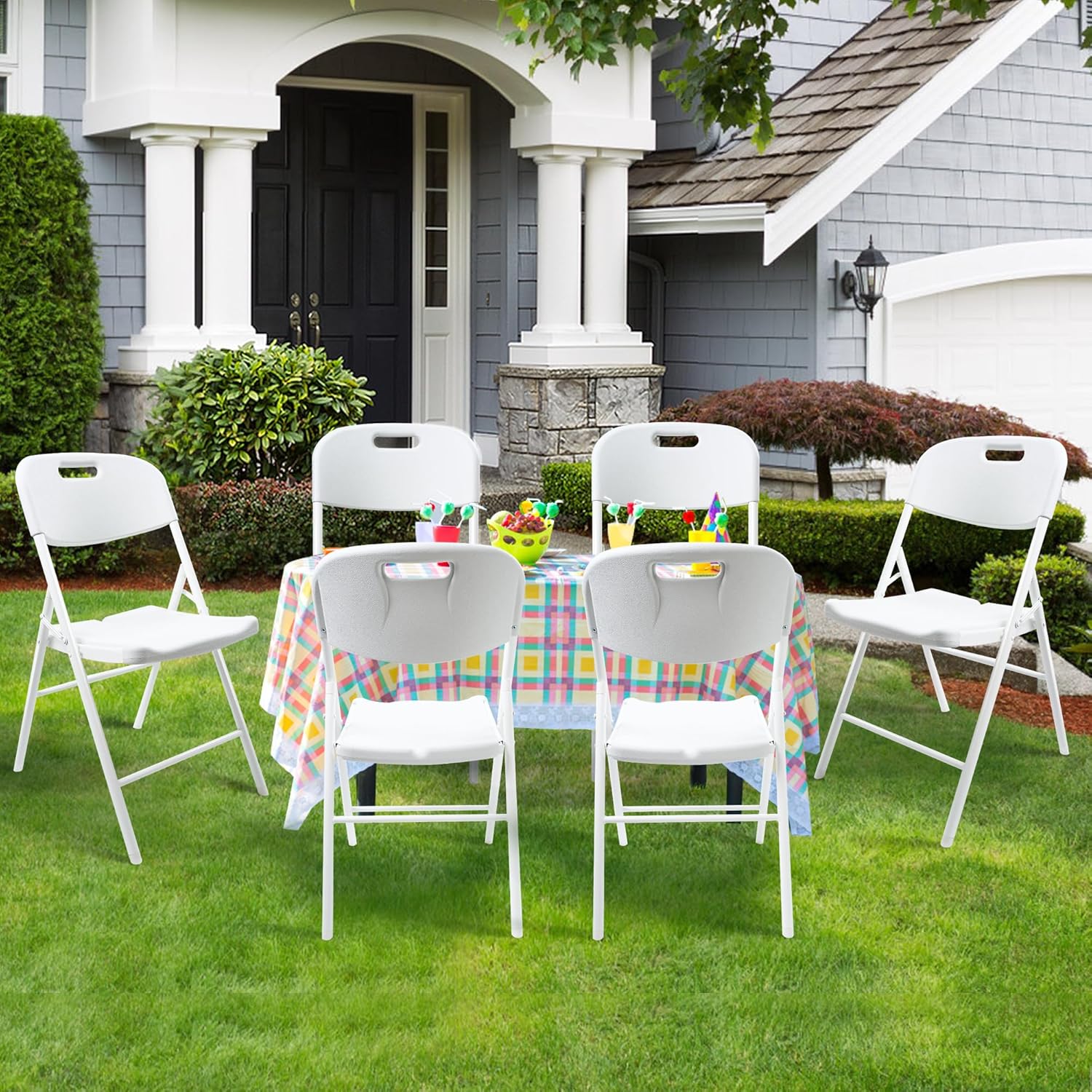 10 Pack Folding Chair, 600 lb Weight Capacity,Indoor/Outdoor Heavy Duty Foldable Chairs for Restaurants, Kitchens, Picnics, Races, Parties & Weddings. (10, White)