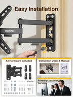 monTEK Full Motion TV Wall Mount Bracket for Most 13-43 Inch LED LCD Flat Screen TVs & Monitors, Swivel Tilt Extension Rotation with Articulating Arms, TV Mount Max VESA 200x200mm, up to 44lbs
