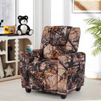 GLACER Kids Recliner with Cup Holder, Velvet Toddler Lounge Chair w/Adjustable Backrest & Footrest, Spring-Loaded Seat Cushion, Push Back Toddler Sofa for Boys & Girls Ages 3+ Years Old (Camouflage)