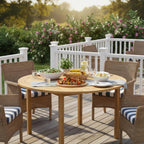 Tangkula 39.5" Round Outdoor Dining Table for 4, Acacia Wood 4-Person Large Patio Dining Table, Farmhouse Indoor Outdoor Dining Furniture for Deck, Garden, Poolside & Backyard