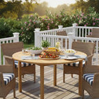 Tangkula 39.5" Round Outdoor Dining Table for 4, Acacia Wood 4-Person Large Patio Dining Table, Farmhouse Indoor Outdoor Dining Furniture for Deck, Garden, Poolside & Backyard