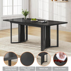 Itaar 5-Piece Dining Table Set for 4-6 People, 63" Extendable Kitchen Table and 4 Cushion Chairs, Dining Room Table with MDF Board & Metal Frame for Small Space, Easy Clean, Black