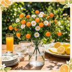 Tigeen 6 Pack Orange for Decoration Fake Orange Branches Artificial Vivid Faux Fruit Tables Centerpiece for Kitchen Stem Fruits for Home Spring Summer Decor
