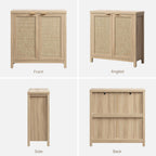 SICOTAS Rattan Sideboard Buffet Cabinet with Large Storage - Boho Credenza Coffee Bar Cabinet with Adjustable Shelves, Buffet Console Table for Kitchen Living Room Hallway - Natural