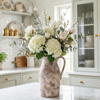 Ceramic Flower Vase with Handles,11" Neutral Tall Clay Terracotta Vases Farmhouse Table Vases with Handle Living Room Decor Rustic Pottery Pots for Home Shelf Coffee Dining Desk Fireplace
