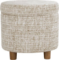 HomePop 19" Round Storage Ottoman - Cream Textural Woven