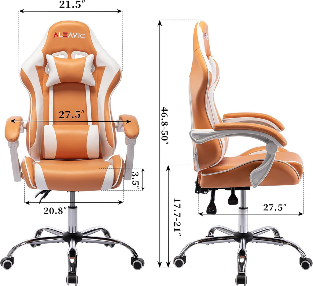 Gaming Chair for Adults, High Back Ergonomic Computer Gaming Chair with Headrest and Lumbar Support, Orange
