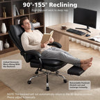 Big and Tall Comfy Office Chair,Ergonomic High Back Executive Desk Chair with Foot Rest,Heavy Duty Reclining Computer Chair with Wide Spring Cushion for Cross Legged,Home,Office,Gaming
