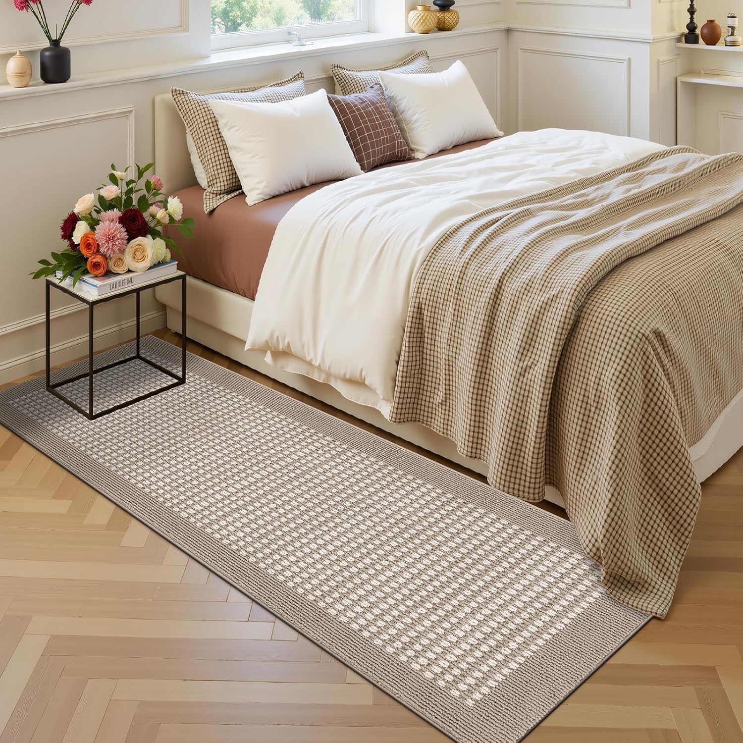 Ileading Laundry Room Runner Rug 2'x6' Non Slip Farmhouse Kitchen Floor Mats with Rubber Backing Machine Washable Beige Indoor Decor Carpet for Doormat Hallway Entryway Petmat Garage Balcony