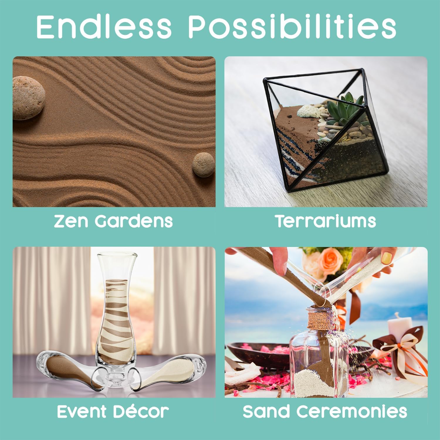 Latte Unity Sand, 1 LB (16 oz), Brown Colored Sand for Weddings, Vase Filler, Home Décor, Crafts, Terrariums, and More