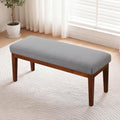 43.5" Upholstered Bedroom Bench, Linen Entryway Bench with Solid Wood Legs, End of Bed Bench with Cushion, Dining Bench for Living Room, Bedroom, Hallway, Light Grey