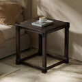 Vintage Aged Solid Wood Side Table, End Table, Nightstand, Bedside Table, Mortise and Tenon, Wear-Resistant Top, Sturdy Accent Table for Living Room Bedroom 20"×22"×22"