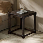 Vintage Aged Solid Wood Side Table, End Table, Nightstand, Bedside Table, Mortise and Tenon, Wear-Resistant Top, Sturdy Accent Table for Living Room Bedroom 20"×22"×22"